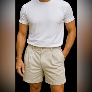 RoundTree And‎ Yorke Easy Care Khaki Men's Golf Shorts Size 36x10" Stretch Waist